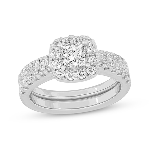 Now + Forever Lab-Grown Diamonds Princess-Cut Bridal Set 1-1/2 ct tw 14K White Gold
