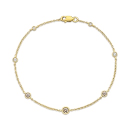 Desert Diamonds Bezel-Set Station Necklace 1/3 ct tw 10K Yellow Gold 7"