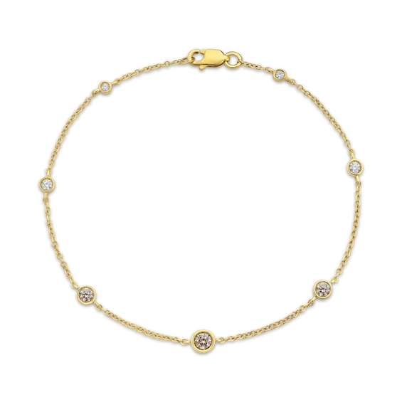 Desert Diamonds Bezel-Set Station Necklace 1/3 ct tw 10K Yellow Gold 7"
