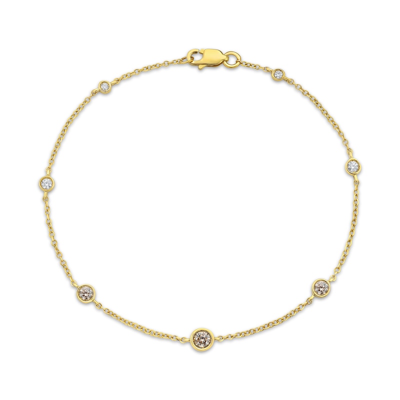 Main Image 1 of Desert Diamonds Bezel-Set Station Necklace 1/3 ct tw 10K Yellow Gold 7"