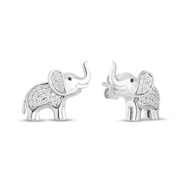 Disney Treasures The Lion King Elephant Stud Earrings 1/6 ct tw Sterling Silver
