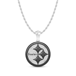 True Fans Pittsburgh Steelers 1/4 ct tw Logo "STEELERS" Necklace Sterling Silver