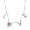 Thumbnail Image 2 of Pink & White Lab-Created Sapphire "Love" Necklace Sterling Silver 18"