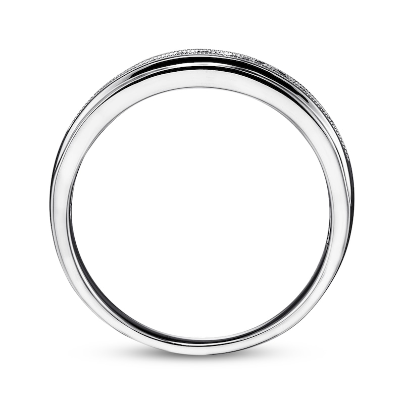 Main Image 3 of Now + Forever Men's Diamond Milgrain Wedding Ring 1/10 ct tw 10K White Gold