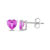 Thumbnail Image 3 of Heart-Shaped Pink Lab-Created Sapphire Stud Earring & Toggle Necklace Gift Set Sterling Silver