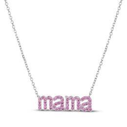 STUDIO BY KAY Pink Lab-Created Sapphire "mama" Necklace Sterling Silver 18"