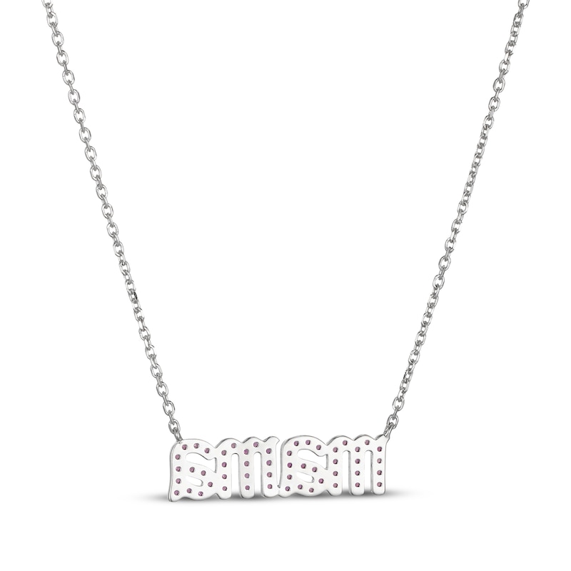 Main Image 3 of STUDIO BY KAY Pink Lab-Created Sapphire "mama" Necklace Sterling Silver 18"