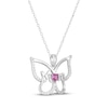 Thumbnail Image 2 of Heart-Shaped Pink & White Lab-Created Sapphire Butterfly "Mom" Necklace Sterling Silver 18"