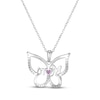 Thumbnail Image 3 of Heart-Shaped Pink & White Lab-Created Sapphire Butterfly "Mom" Necklace Sterling Silver 18"