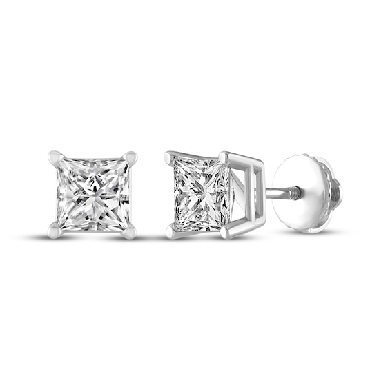 Certified Princess-Cut Diamond Solitaire Stud Earrings 1/2 ct tw 14K White Gold (I/I1)