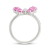 Thumbnail Image 3 of Pear-Shaped Pink Lab-Created Sapphire & White Lab-Created Sapphire Butterfly Ring Sterling Silver