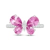 Thumbnail Image 4 of Pear-Shaped Pink Lab-Created Sapphire & White Lab-Created Sapphire Butterfly Ring Sterling Silver