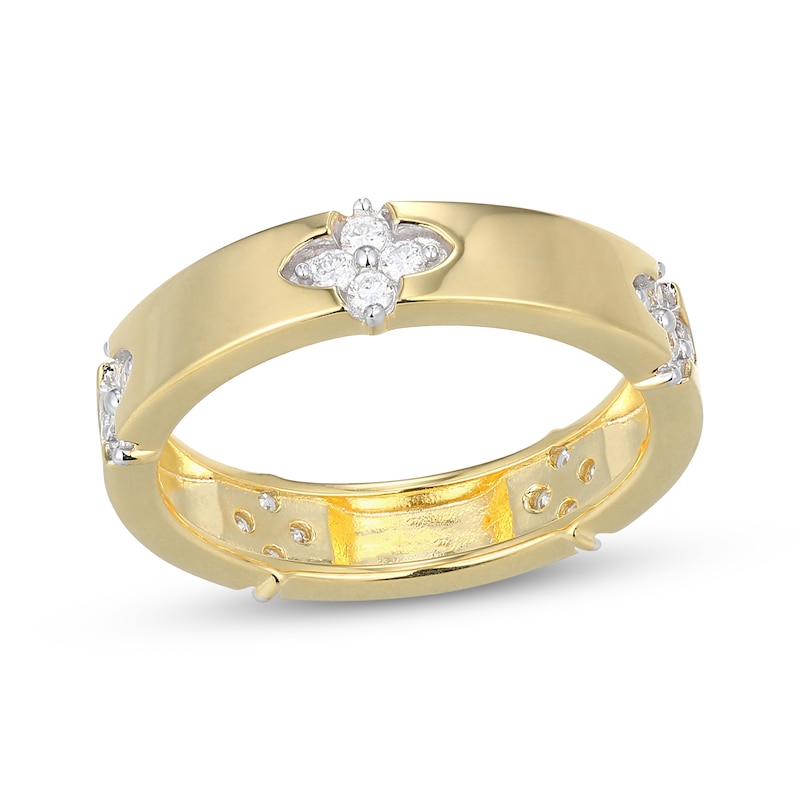 Main Image 1 of STUDIO BY KAY Lab-Grown Diamond Clover Station Ring 1/3 ct tw 24K Yellow Gold Vermeil Sterling Silver
