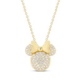 Disney Treasures Minnie Mouse Lab-Grown Diamond Necklace 1/2 ct tw 24K Yellow Gold Vermeil Sterling Silver 18"