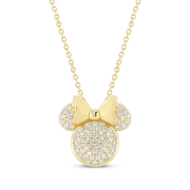 Main Image 1 of Disney Treasures Minnie Mouse Lab-Grown Diamond Necklace 1/2 ct tw 24K Yellow Gold Vermeil Sterling Silver 18"