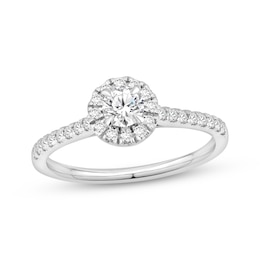 Now + Forever Certified Lab-Grown Diamonds Round-Cut Halo Engagement Ring 1/2 ct tw 10K White Gold
