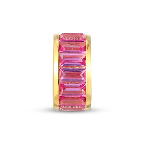 STUDIO BY KAY Baguette-Cut Pink Lab-Created Sapphire East-West Rondelle Charm 24K Yellow Gold Vermeil Sterling Silver