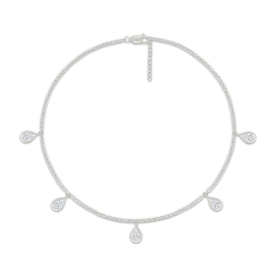 KAY Lab-Grown Diamonds Pear-Shaped Station Anklet 1/2 ct tw Sterling Silver 10"