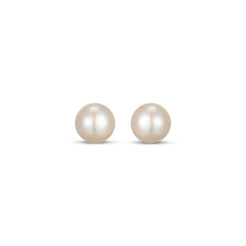 Main Image 2 of Cultured Pearl Solitaire Stud Earrings Sterling Silver 6mm