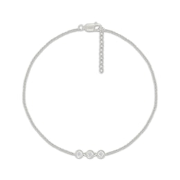 KAY Lab-Grown Diamonds Trio Station Anklet 1/20 ct tw Sterling Silver 10"