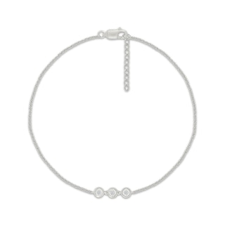 KAY Lab-Grown Diamonds Trio Station Anklet 1/20 ct tw Sterling Silver 10"