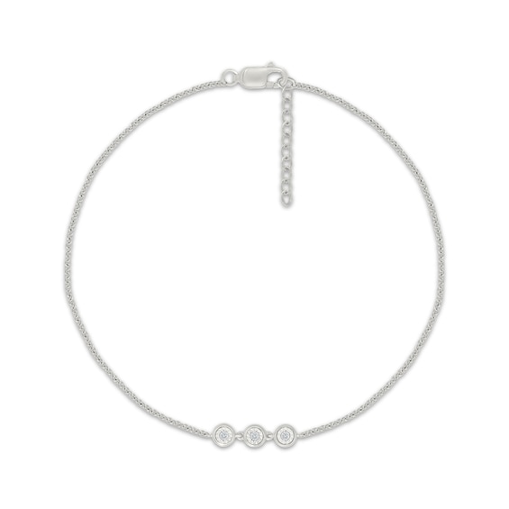 KAY Lab-Grown Diamonds Trio Station Anklet 1/20 ct tw Sterling Silver 10"