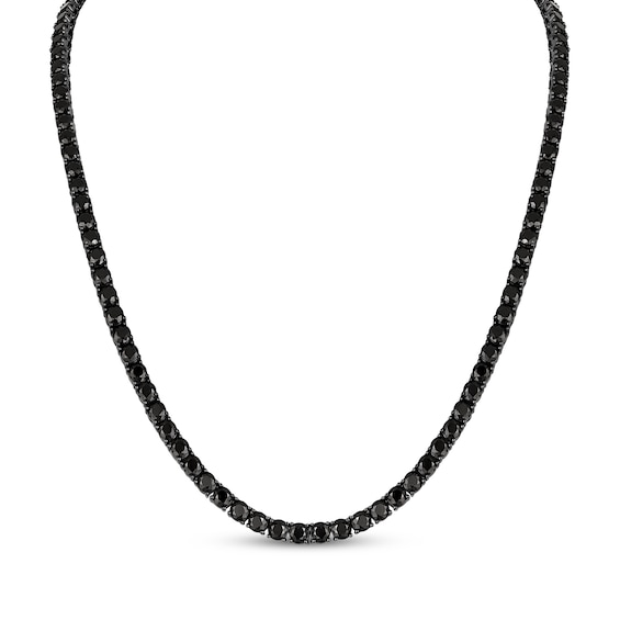 Men's Black Spinel Tennis Necklace Black Rhodium-Plated Sterling Silver 22"