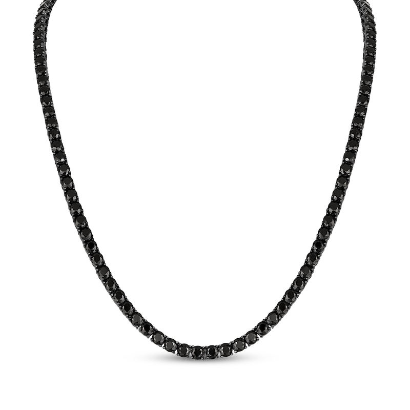 Main Image 1 of Men's Black Spinel Tennis Necklace Black Rhodium-Plated Sterling Silver 22"