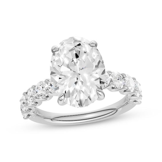 Now + Forever Lab-Grown Diamonds Certified Oval-Cut Engagement Ring 5-1/4 ct tw 14K White Gold