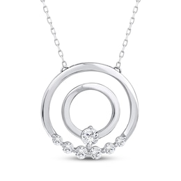 Mom + Me Lab-Grown Diamond Seven-Stone Double Circle Hoop Necklace 1/2 ct tw 10K White Gold 18"