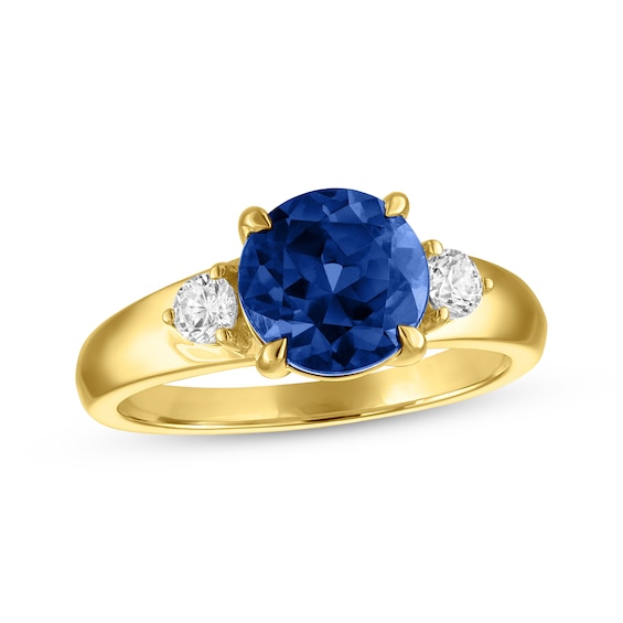 KAY Lab-Grown Diamonds & Blue Lab-Created Sapphire Ring 1/5 ct tw 10K Yellow Gold