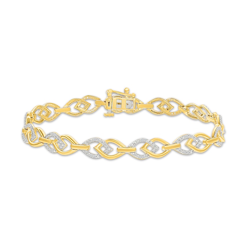 Main Image 1 of Diamond Marquise-Link Bracelet 1/6 ct tw 10K Yellow Gold 7"