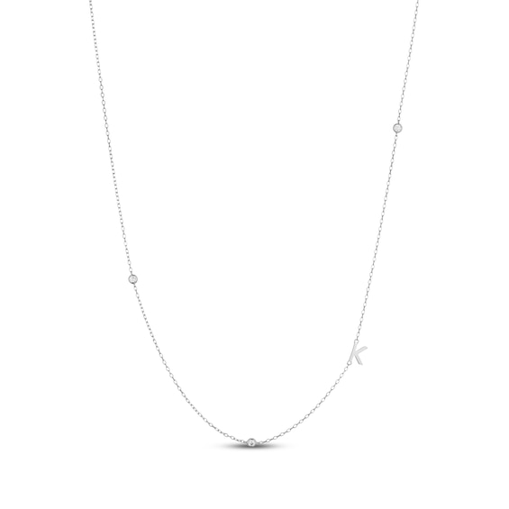 Rocksbox The Sideways Initial Lab-Grown Diamond "K" Necklace 1/10 ct tw Sterling Silver 19"