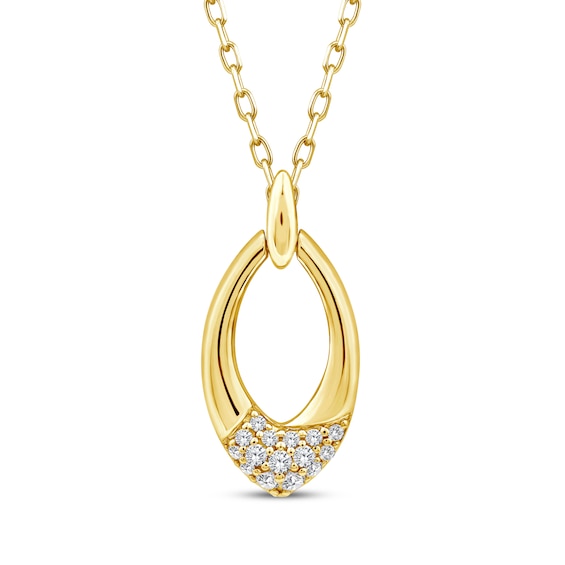 Diamond Oval Drop Necklace 1/15 ct tw 10K Yellow Gold 18"