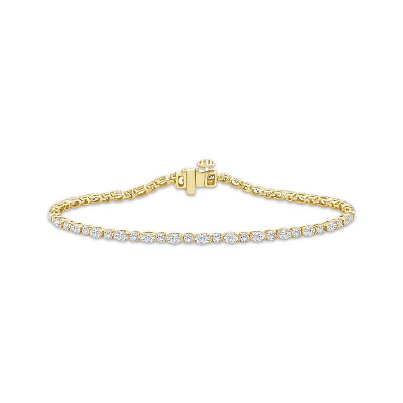 Main Image 1 of KAY Lab-Grown Diamonds Oval & Round-Cut Tennis Bracelet 3 ct tw 10K Yellow Gold 7"