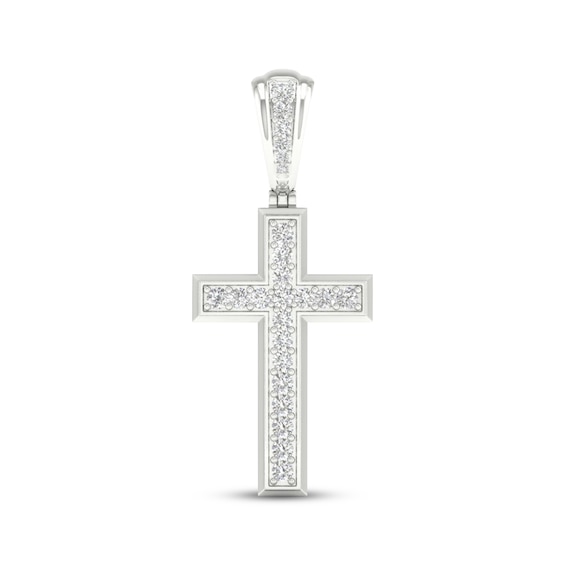 KAY Lab-Grown Diamonds Beveled-Edge Cross Charm 1 ct tw Sterling Silver