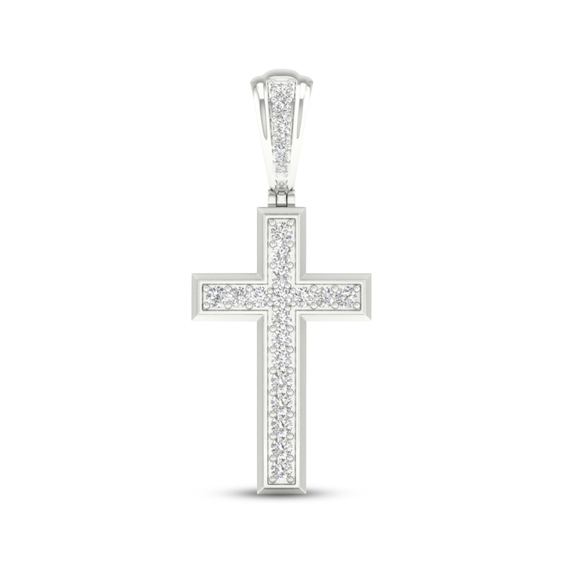 Main Image 1 of KAY Lab-Grown Diamonds Beveled-Edge Cross Charm 1 ct tw Sterling Silver