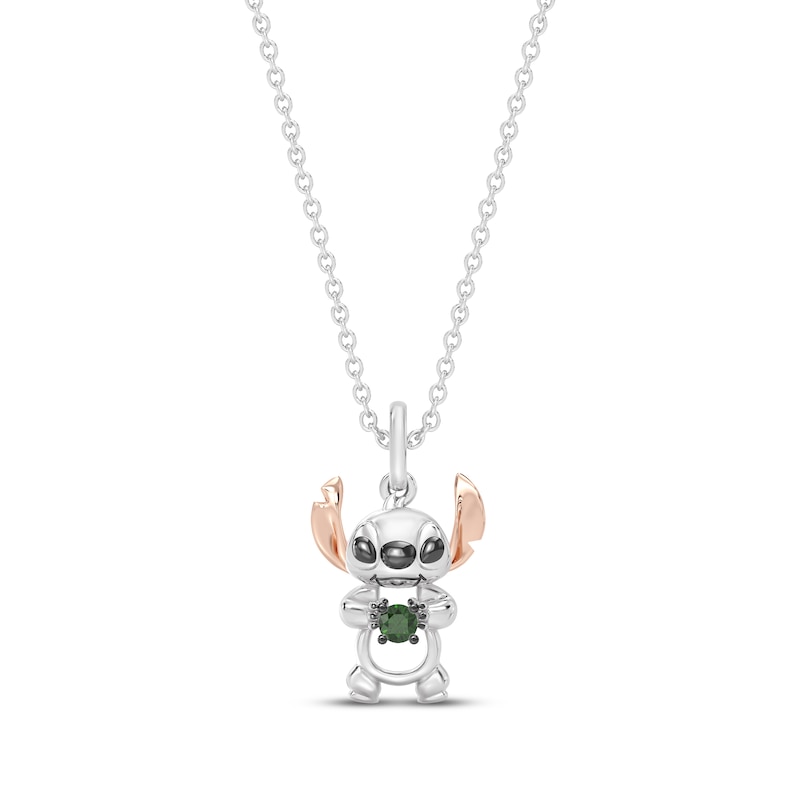 Main Image 1 of Disney Treasures Lilo & Stitch Lab-Created Emerald Necklace 18K Rose Gold Vermeil Sterling Silver 19"
