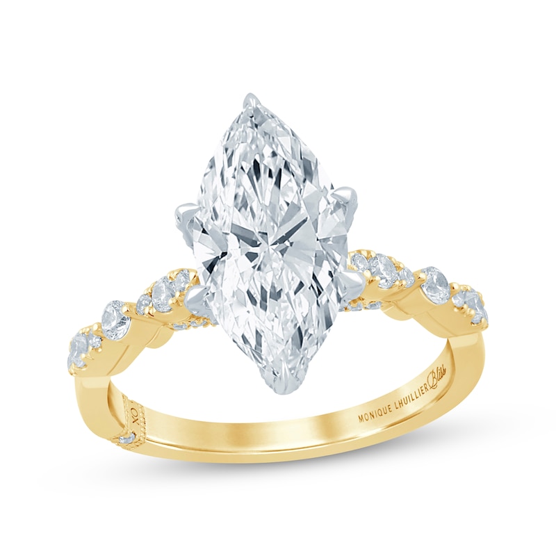Main Image 1 of Monique Lhuillier Bliss Certified Marquise-Cut Lab-Grown Diamond Engagement Ring 3-3/8 ct tw 18K Two-Tone Gold