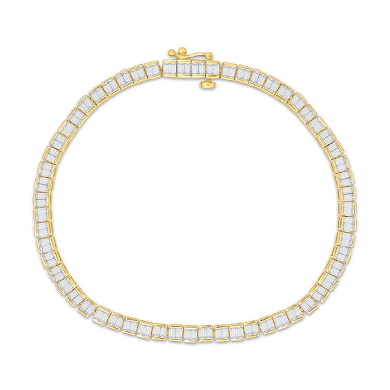 KAY Lab-Grown Diamonds Baguette-Cut Link Bracelet 3 ct tw 10K Yellow Gold 7"