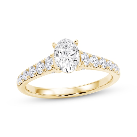 Now + Forever Lab-Grown Diamonds Certified Oval-Cut Engagement Ring 1 ct tw 14K Yellow Gold