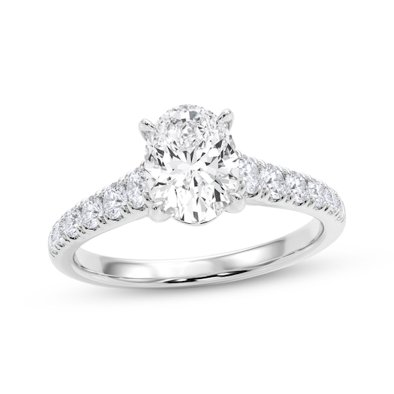 Now + Forever Lab-Grown Diamonds Certified Oval-Cut Engagement Ring 1-1/2 ct tw 14K White Gold
