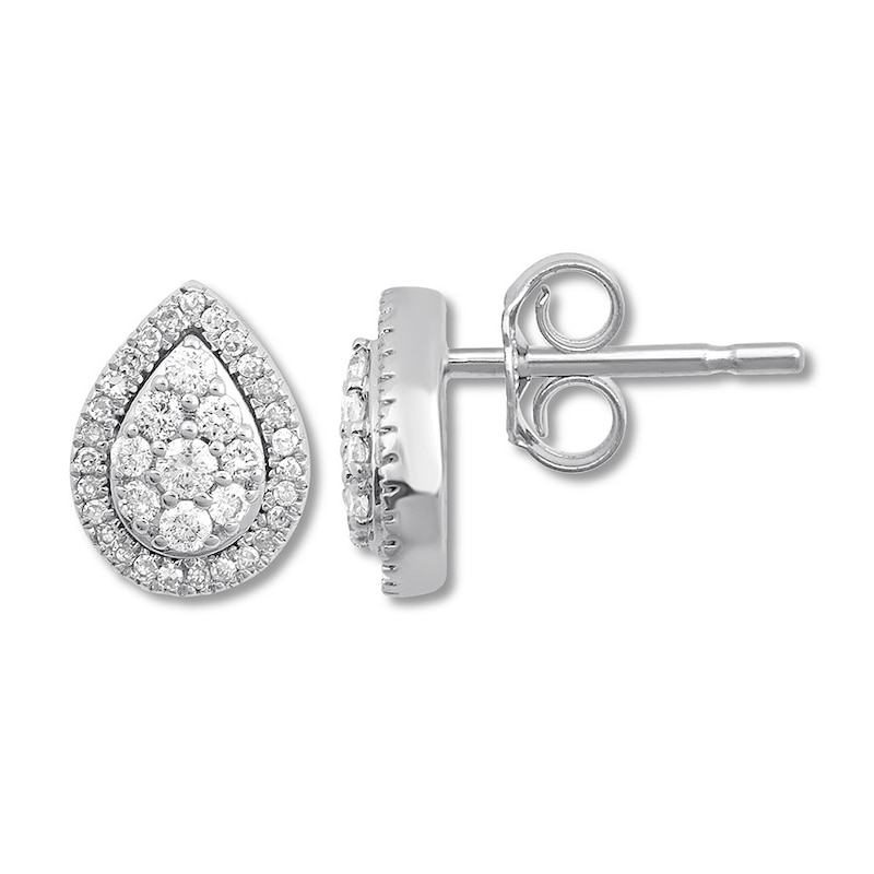 Diamond Teardrop Earrings 1/4 ct tw Round-cut 10K White Gold