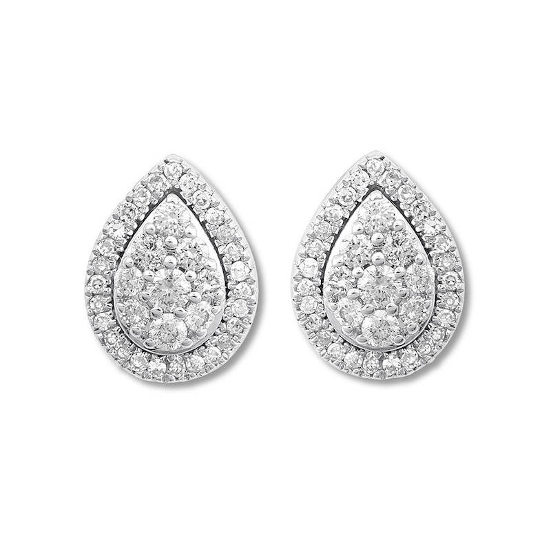 Diamond Teardrop Earrings 1/4 ct tw Round-cut 10K White Gold