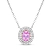 Gems of Serenity Oval-Cut Pink & White Lab-Created Sapphire Halo Necklace Sterling Silver & 10K Rose Gold 18"
