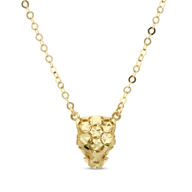 Italian Brilliance Diamond-Cut Panther Necklace 14K Yellow Gold 18"