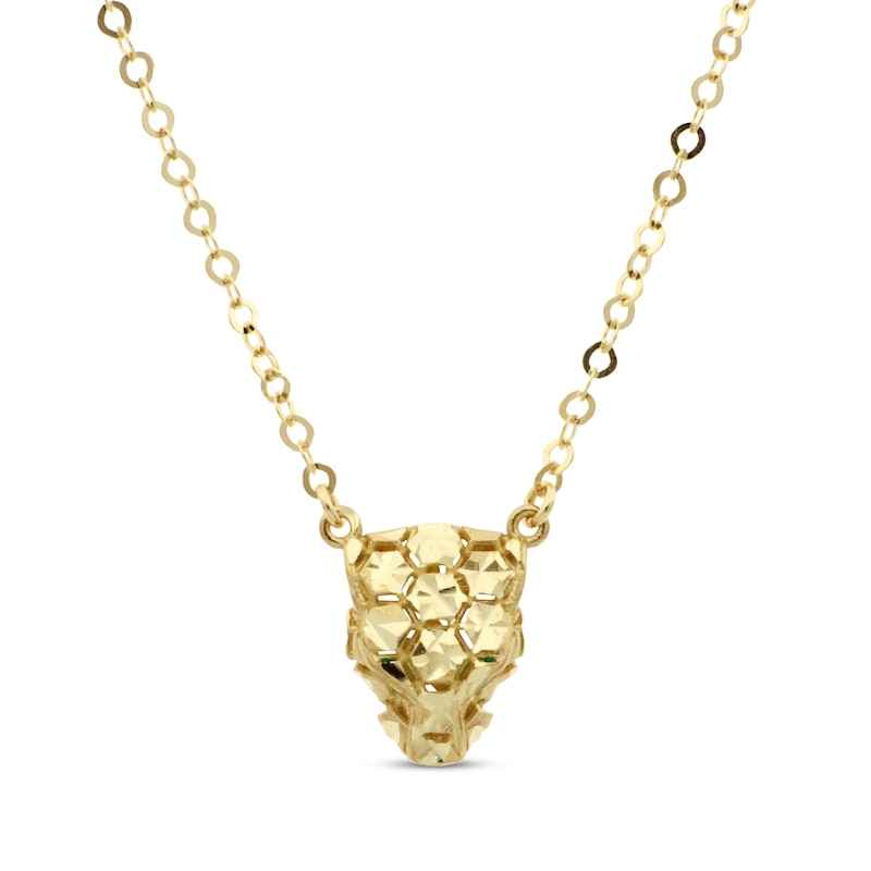 Main Image 1 of Italian Brilliance Diamond-Cut Panther Necklace 14K Yellow Gold 18&quot;