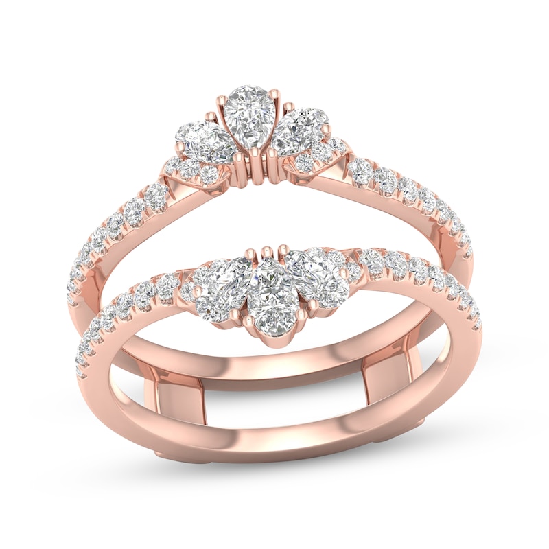 Pear-Shaped & Round-Cut Diamond Enhancer Ring 3/4 ct tw 14K Rose Gold