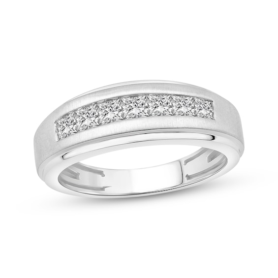 Men's Square-Cut Diamond Wedding Band 1 ct tw 10K White Gold
