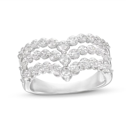 KAY Lab-Grown Diamonds Three Row Chevron Ring 1 ct tw 14K White Gold
